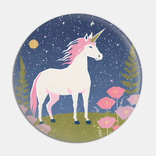 Enchanted Unicorn - Vibrant Fantasy Risograph Art Pin