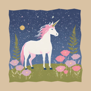 Enchanted Unicorn - Vibrant Fantasy Risograph Art T-Shirt