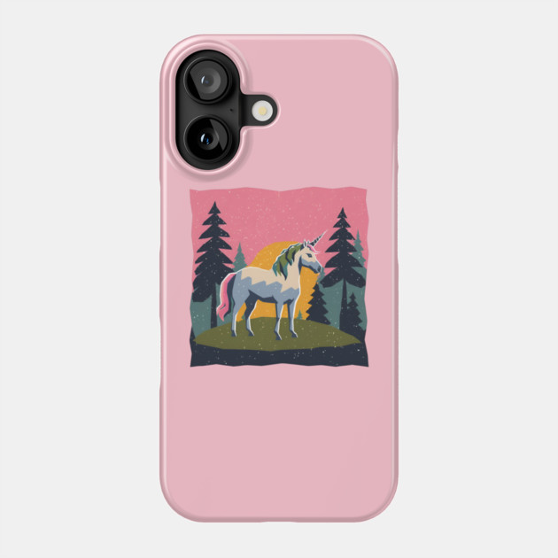 Mystical Unicorn in the Forest - Bold Risograph Print Phone Case by TuncGK