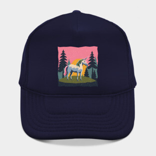 Mystical Unicorn in the Forest - Bold Risograph Print Hat