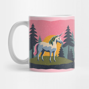Mystical Unicorn in the Forest - Bold Risograph Print Mug