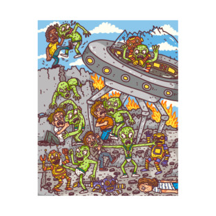 Humans & Robots Vs Aliens T-Shirt