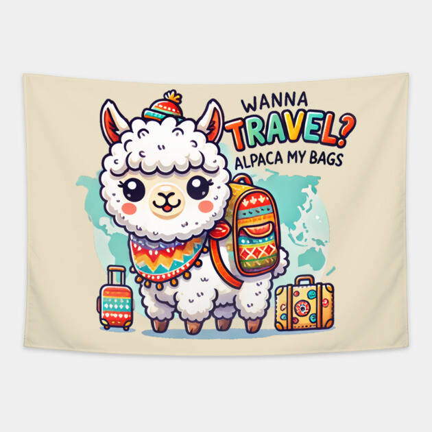 Wanna Travel? Alpaca my Bags Tapestry by Demian Stipatio