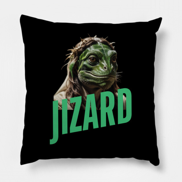 Lizard Jesus Pillow by Low Life Shirts