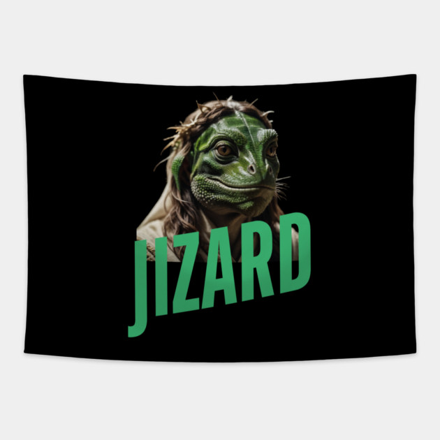 Lizard Jesus Tapestry by Low Life Shirts