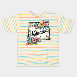 Nebraska Flowers Kids T-Shirt