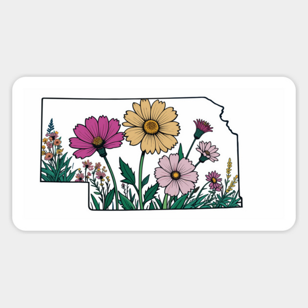 Nebraska Flowers - Nebraska Flowers Map Magnet by JessArty