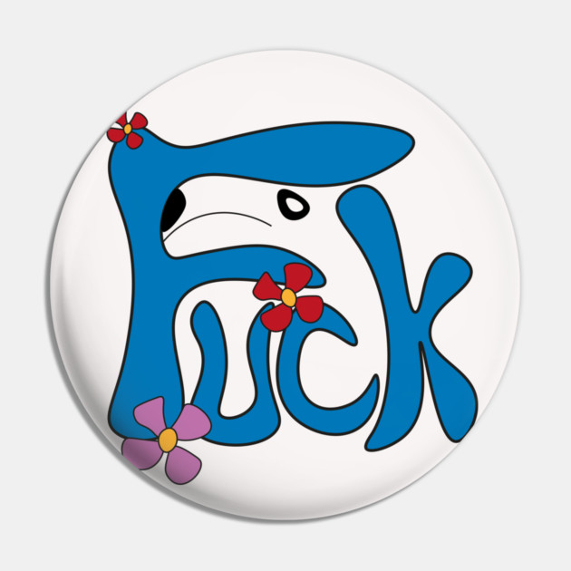 Groovy Dog - F*ck - Calligraphy Art Pin by TuncGK