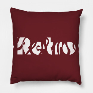Retro Wavy Typography Abstract Art Pillow