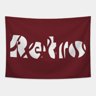 Retro Wavy Typography Abstract Art Tapestry