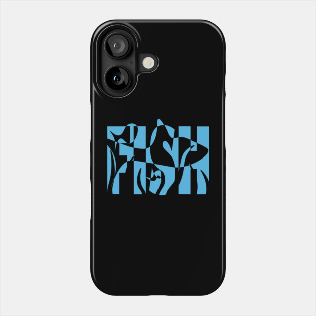 Fish-Themed Wavy Text Design Phone Case by TuncGK