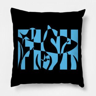 Fish-Themed Wavy Text Design Pillow