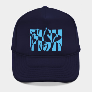 Fish-Themed Wavy Text Design Hat