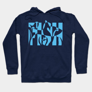 Fish-Themed Wavy Text Design Hoodie