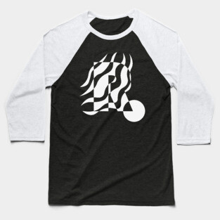 Minimal Abstract Wavy Typography Design Baseball T-Shirt