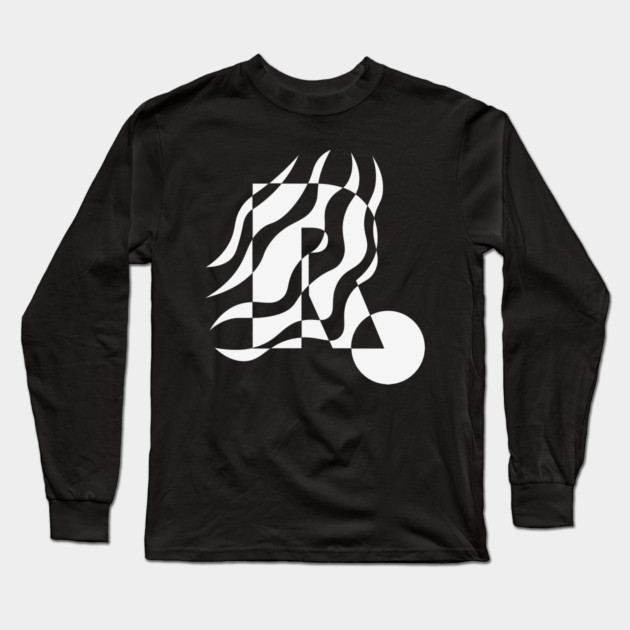 Minimal Abstract Wavy Typography Design Long Sleeve T-Shirt by TuncGK
