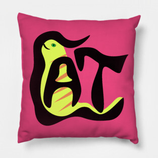 Retro Cat - Vector Art Pillow