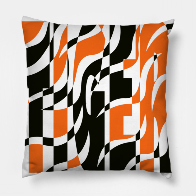 Tiger - King of the Jungle - Retro Stripes Pillow by TuncGK