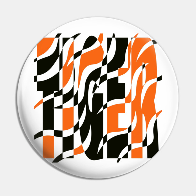 Tiger - King of the Jungle - Retro Stripes Pin by TuncGK