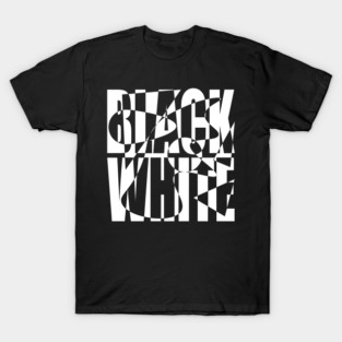 Retro Black and White Checkerboard Text Art T-Shirt