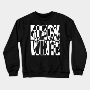 Retro Black and White Checkerboard Text Art Crewneck Sweatshirt