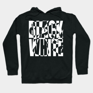 Retro Black and White Checkerboard Text Art Hoodie