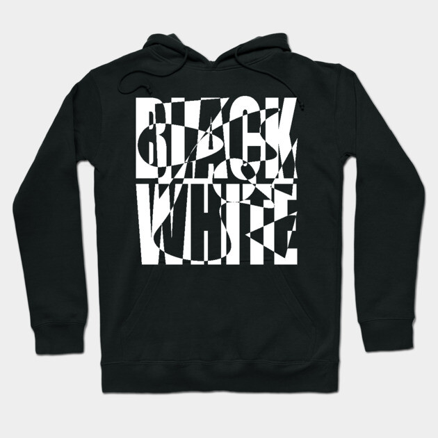 Retro Black and White Checkerboard Text Art Hoodie by TuncGK