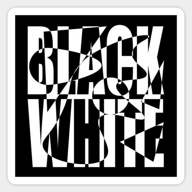Retro Black and White Checkerboard Text Art Magnet by TuncGK