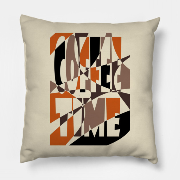Coffee Lovers Retro Typography - Geometric Art Pillow by TuncGK