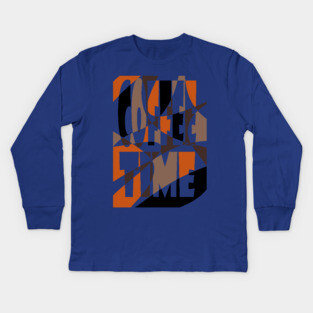 Coffee Lovers Retro Typography - Geometric Art Kids Long Sleeve T-Shirt