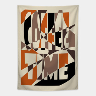 Coffee Lovers Retro Typography - Geometric Art Tapestry