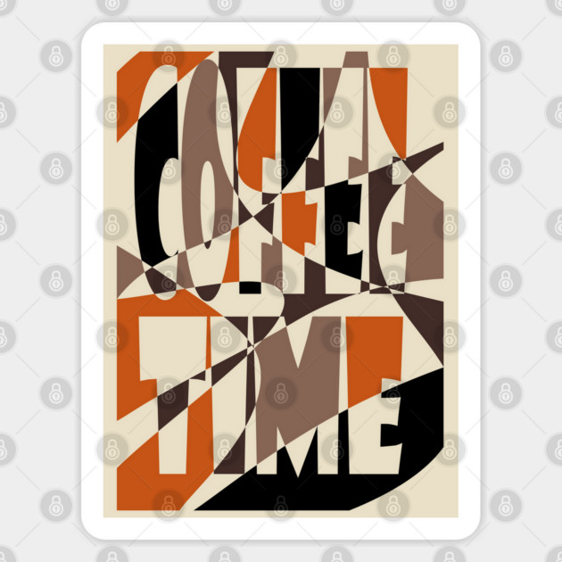 Coffee Lovers Retro Typography - Geometric Art Sticker by TuncGK