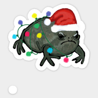 Black Desert Rain Frog Santa Hat Christmas Tree Lights Sticker