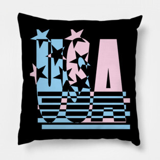 USA Flag Abstract Typography Design Pillow