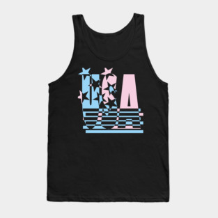 USA Flag Abstract Typography Design Tank Top