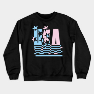 USA Flag Abstract Typography Design Crewneck Sweatshirt