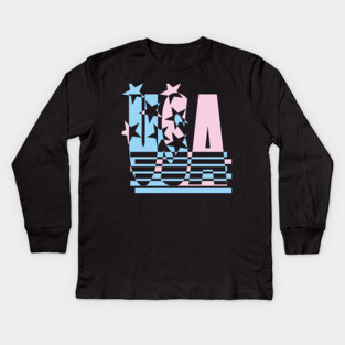 USA Flag Abstract Typography Design Kids Long Sleeve T-Shirt