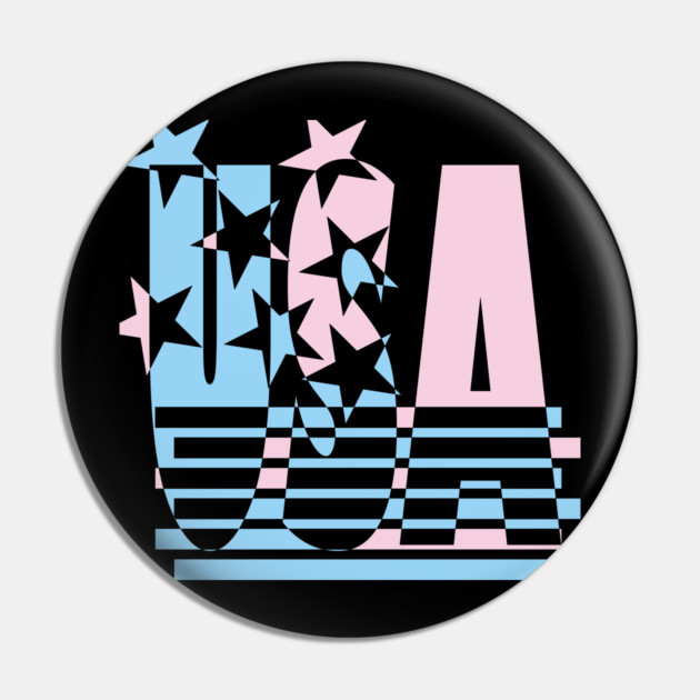 USA Flag Abstract Typography Design Pin by TuncGK