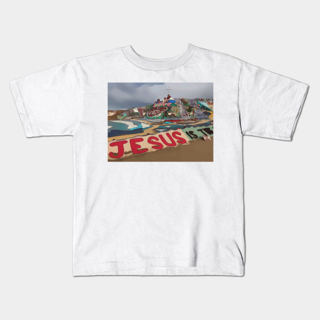Salvation Mountain, East Jesus Kids T-Shirt by WelshDesigns