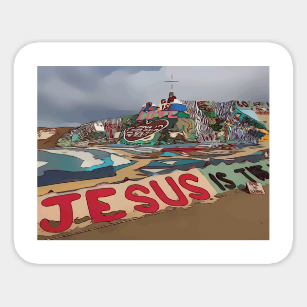 Salvation Mountain, East Jesus Sticker by WelshDesigns