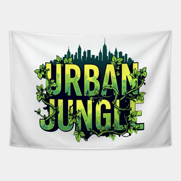 Urban Jungle: Vines & City Tapestry by DrollDrifter