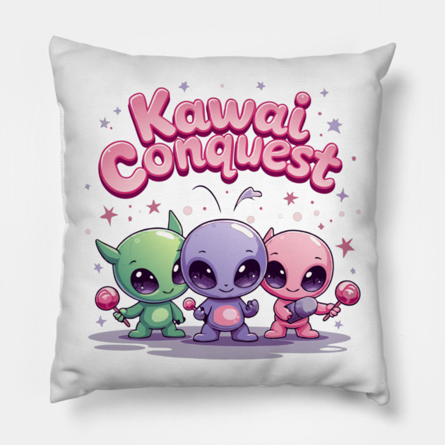 Kawaii Alien : Kawaii Conquest Mission Pillow by DrollDrifter