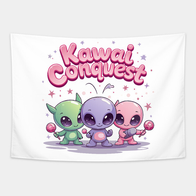Kawaii Alien : Kawaii Conquest Mission Tapestry by DrollDrifter