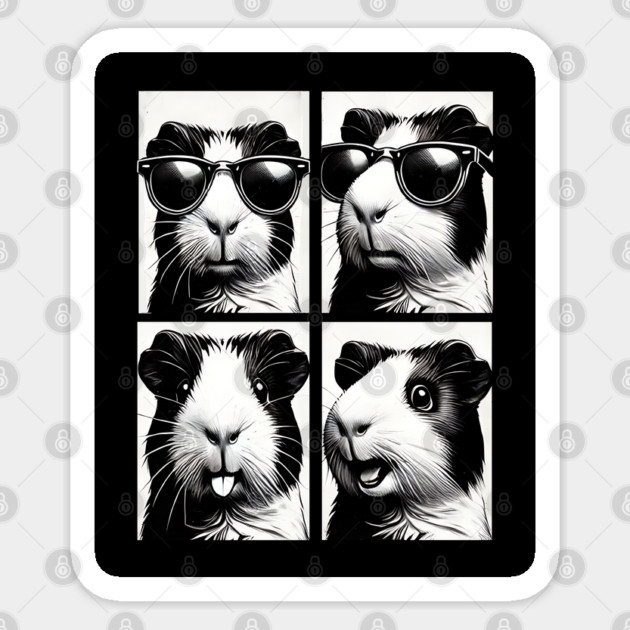 Adorable Guinea Pig in Sunglasses Funny Photobooth design Sticker by Luxinda