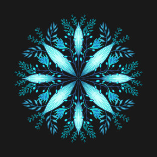 Turquoise Blue Mandala Flower T-Shirt