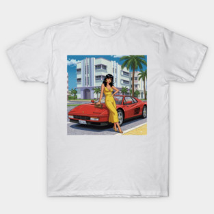 Vibrant Elegance: Red Ferrari Testarossa Charm T-Shirt