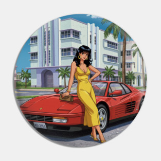 Vibrant Elegance: Red Ferrari Testarossa Charm Pin