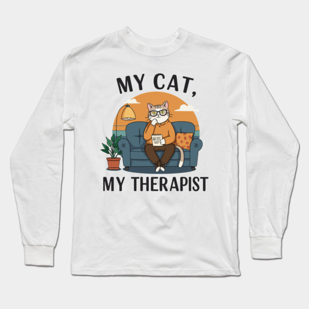 My Cat my Therapist Long Sleeve T-Shirt by enrynz