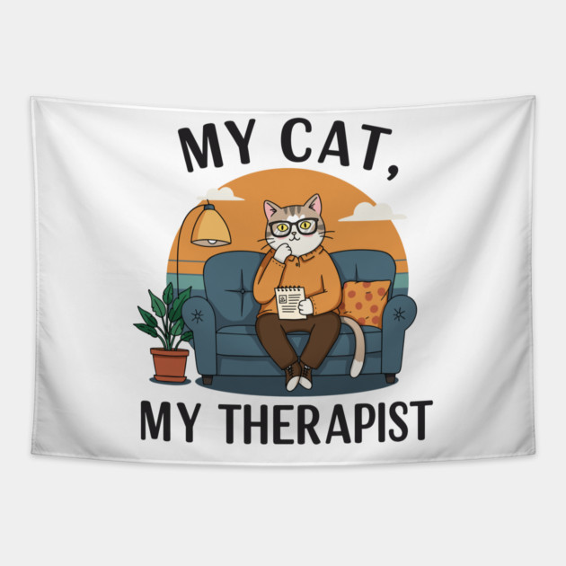 My Cat my Therapist Tapestry by enrynz