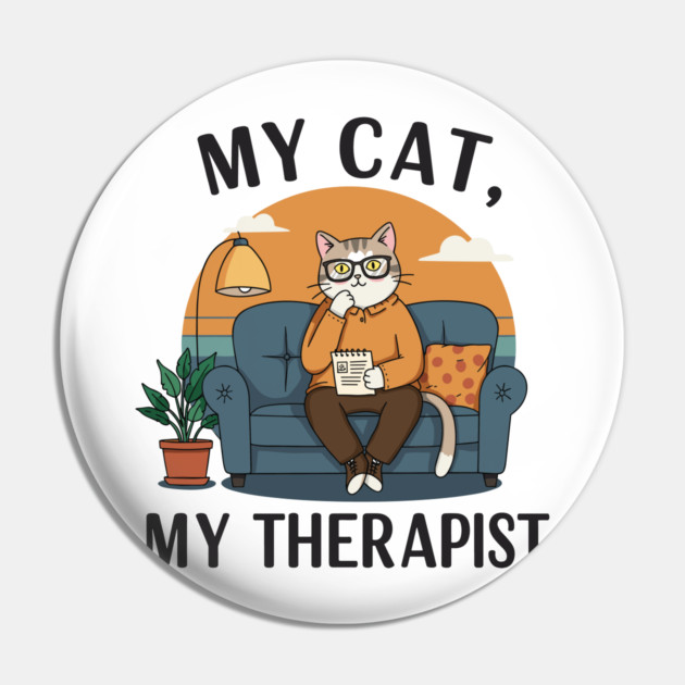 My Cat my Therapist Pin by enrynz
